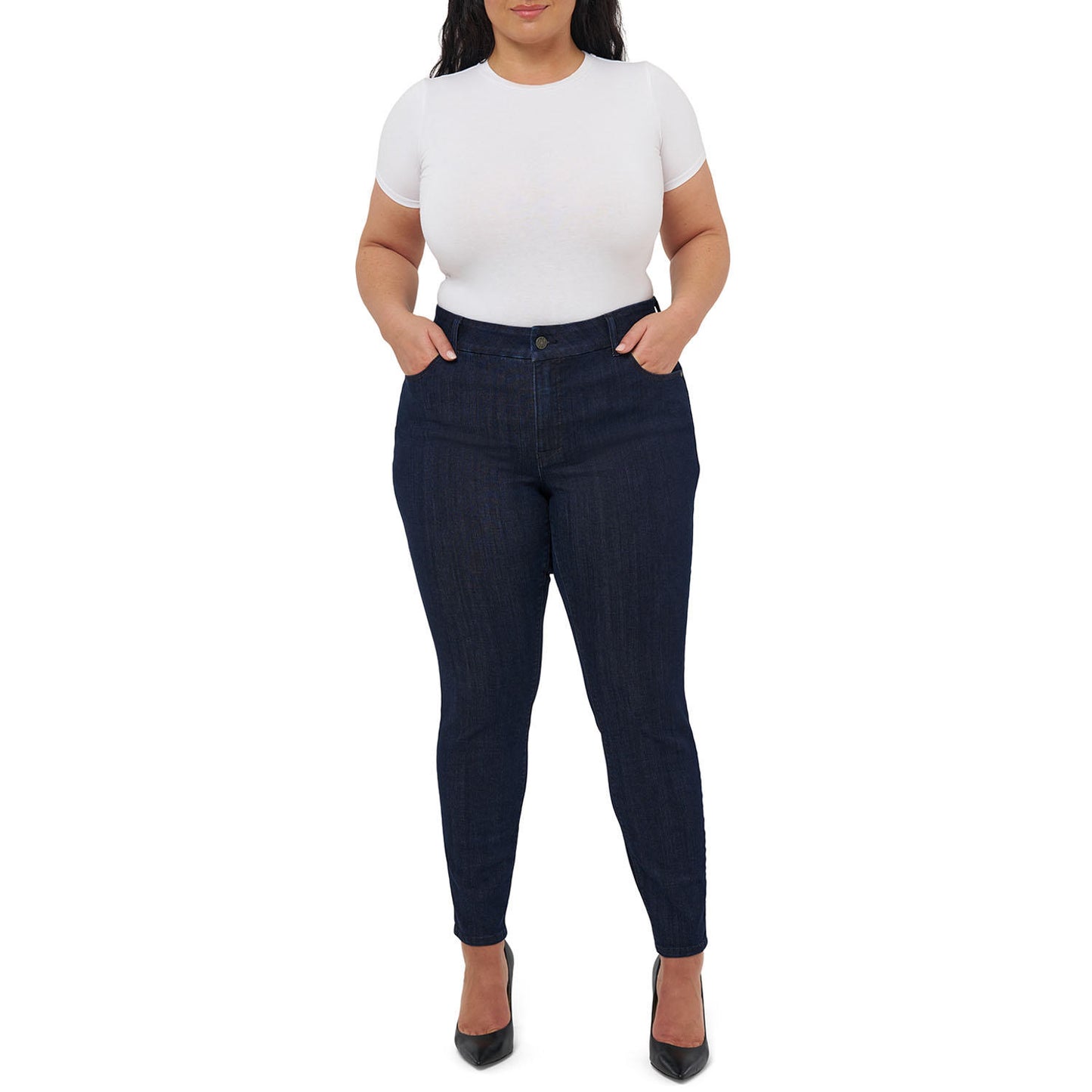 Seven7 Women's Tummyless High Rise Slimming Control Panel Skinny Jeans (Portobello, 14)