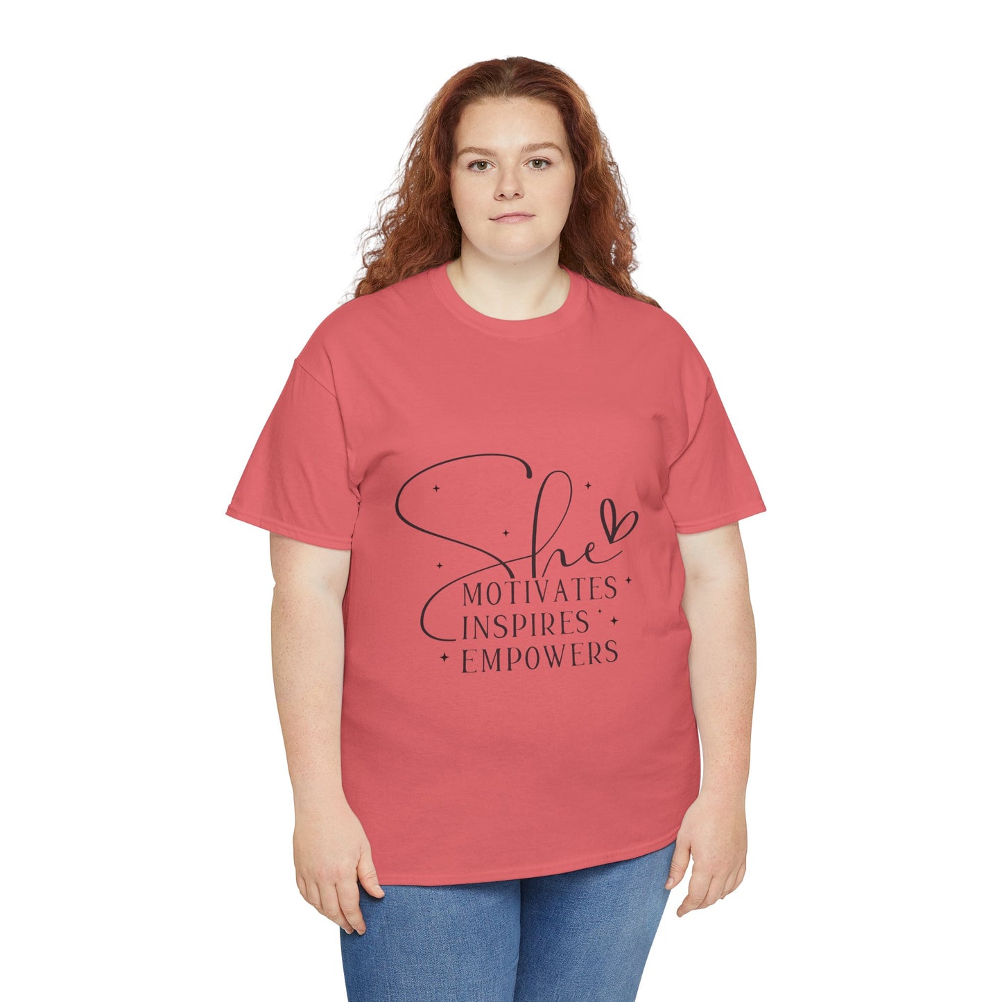 Empowering Unisex Heavy Cotton Tee - She Motivates Inspires Empowers