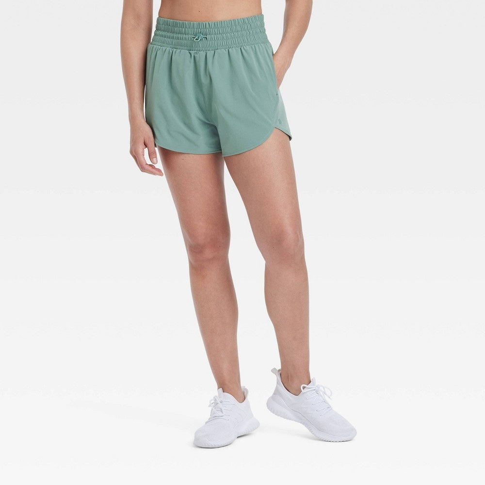 Women's Active Light High-Rise Shorts 3" - Size M - Dark Green - All In Motion™