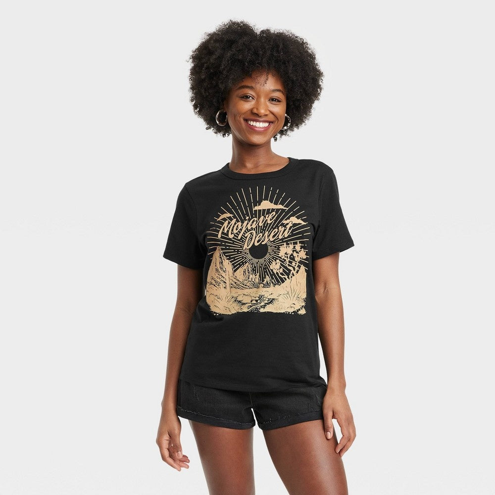 Women's Mojave Desert Short Sleeve Graphic T-Shirt - Black XL