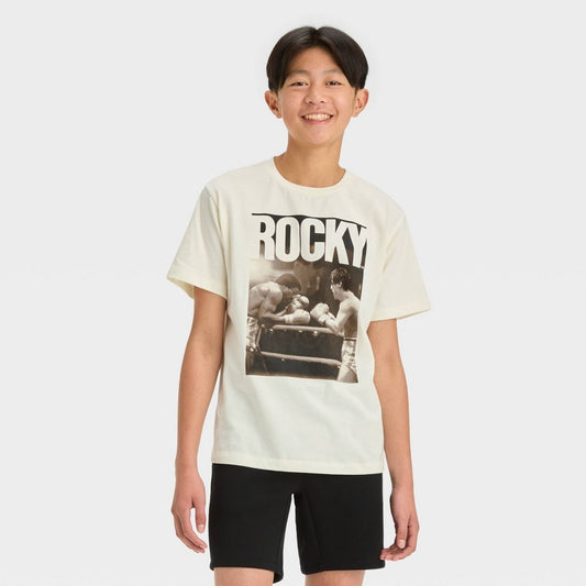 Boys' Short Sleeve Rocky Graphic T-Shirt - Art Class™ Light Beige S