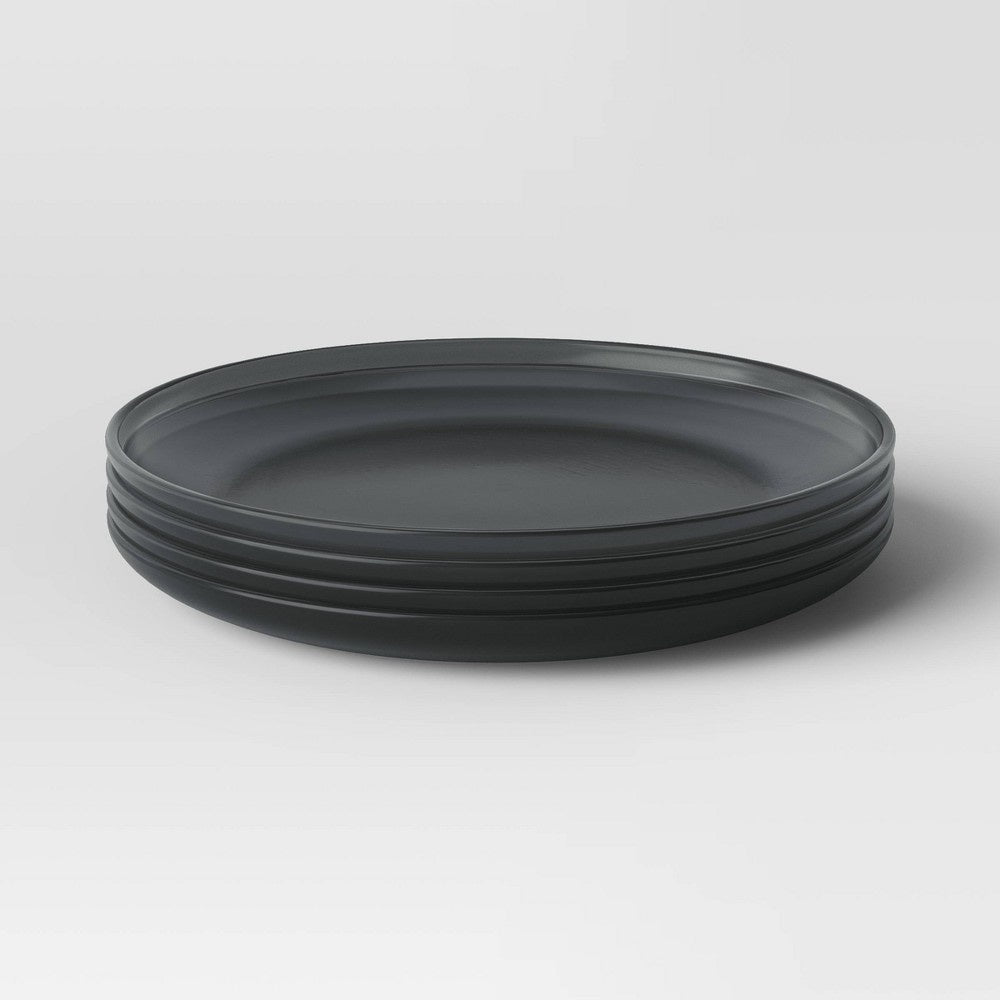 4pc 6" Appetizer Plates Black - Room Essentials™: Plastic Dinnerware, BPA-Free, Microwave & Dishwasher Safe