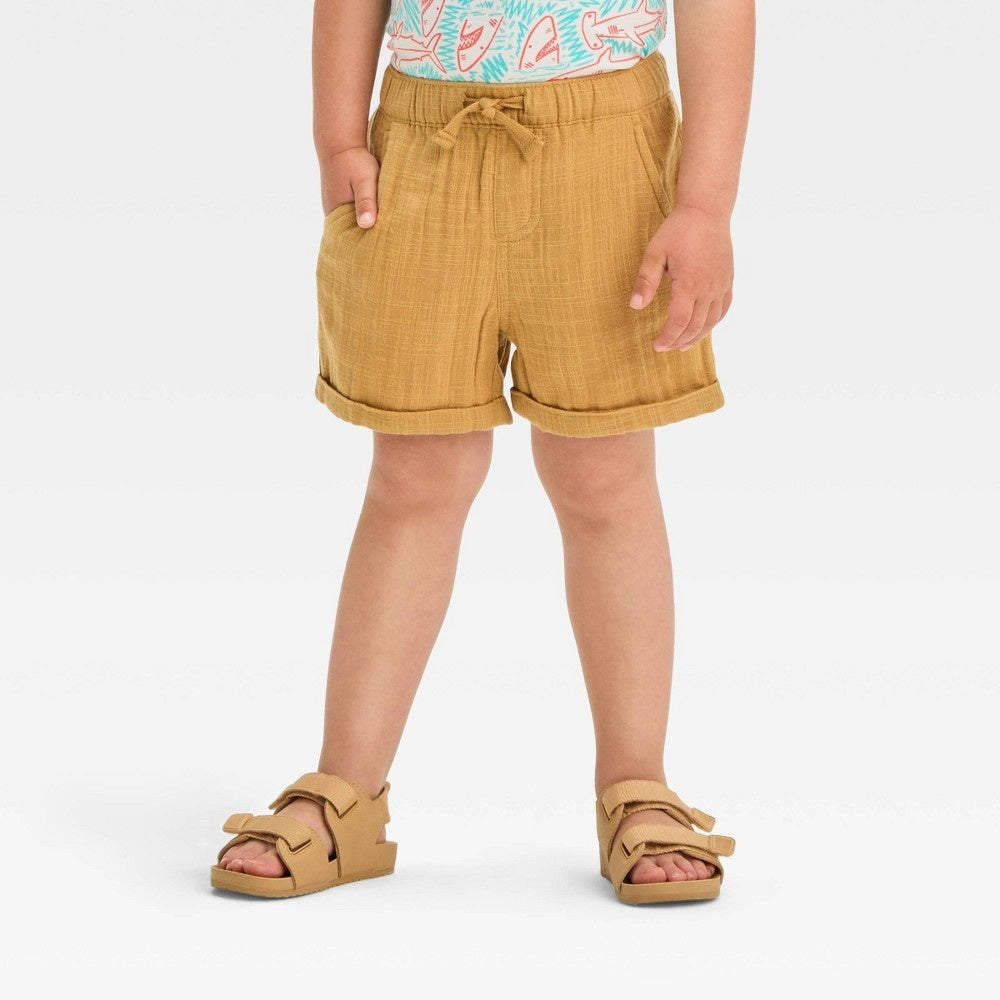 Toddler Boys' Textured Pull-on Woven Above Knee Shorts - Cat & Jack™ Beige 2T
