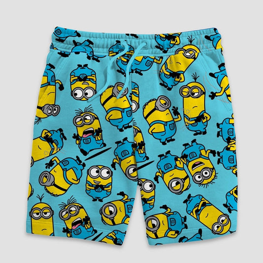 Men's Universal Minions Print Knit Lounge Pajama Shorts - Light Blue S