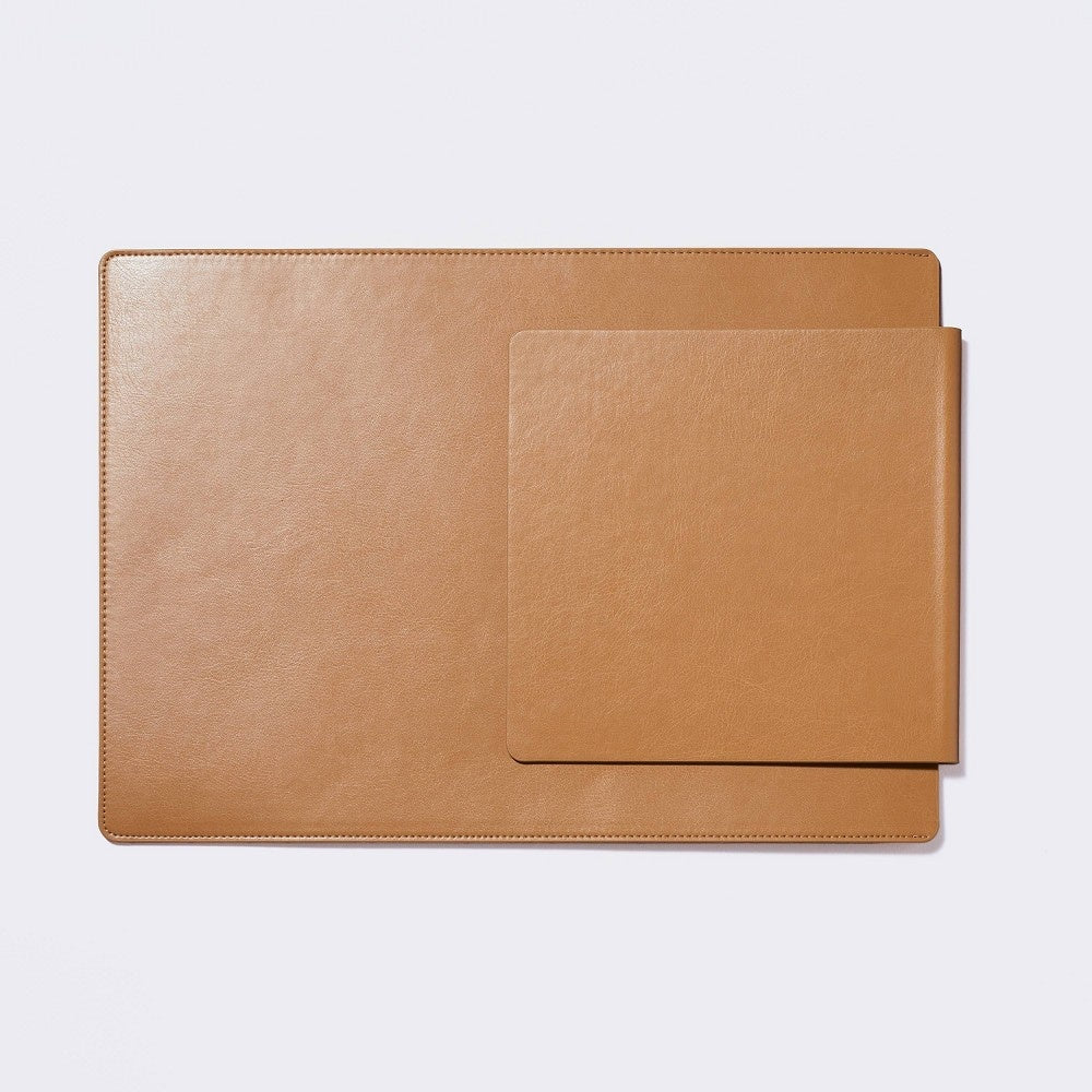 Faux Suede and Leather Laptop Sleeve with Built-in Mouse Pad Brown - Threshold: Desk Accessories, Fits Most 15" Laptops