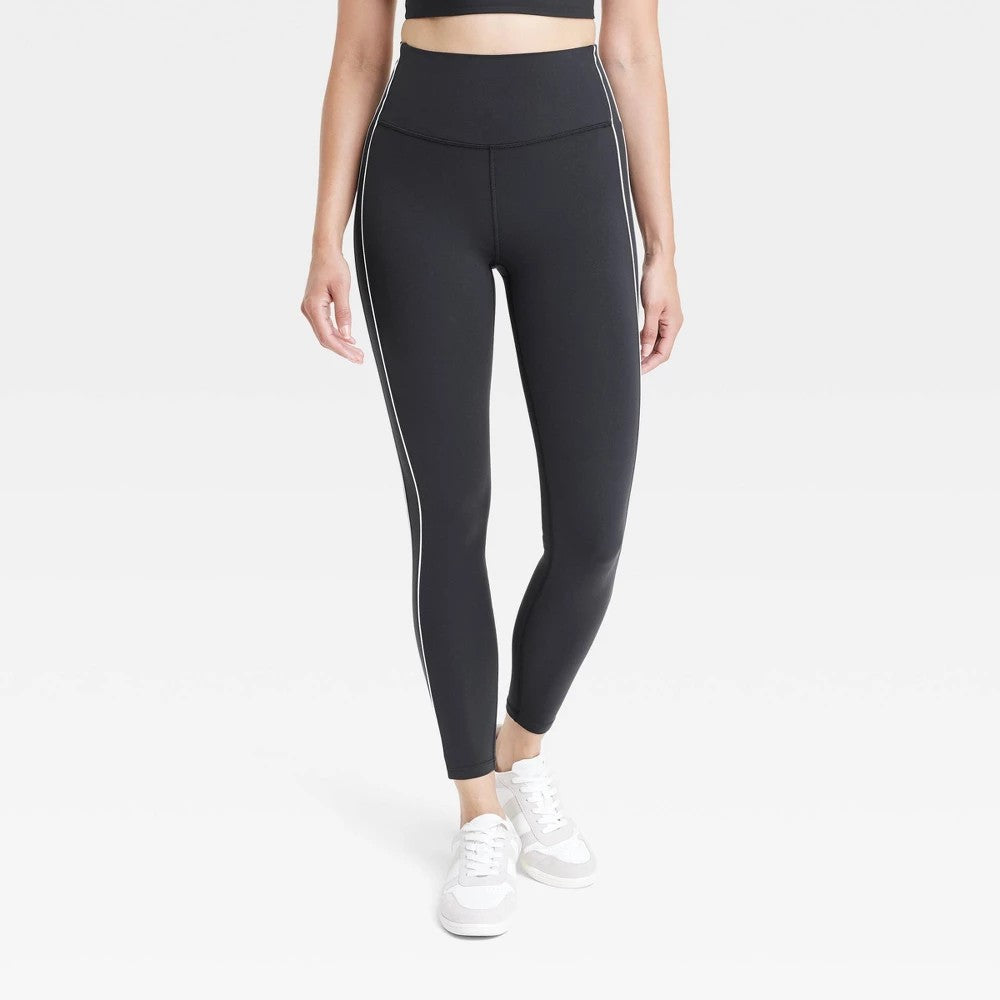 Women's Everyday Soft High-Rise Piped 7/8 Leggings - All in Motion™ Black M