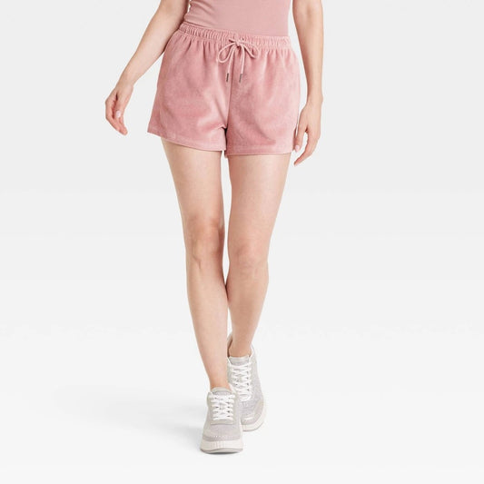 Women's Leisure Studio High-Rise Velour Shorts - Universal Thread™ Color Mauve Size M