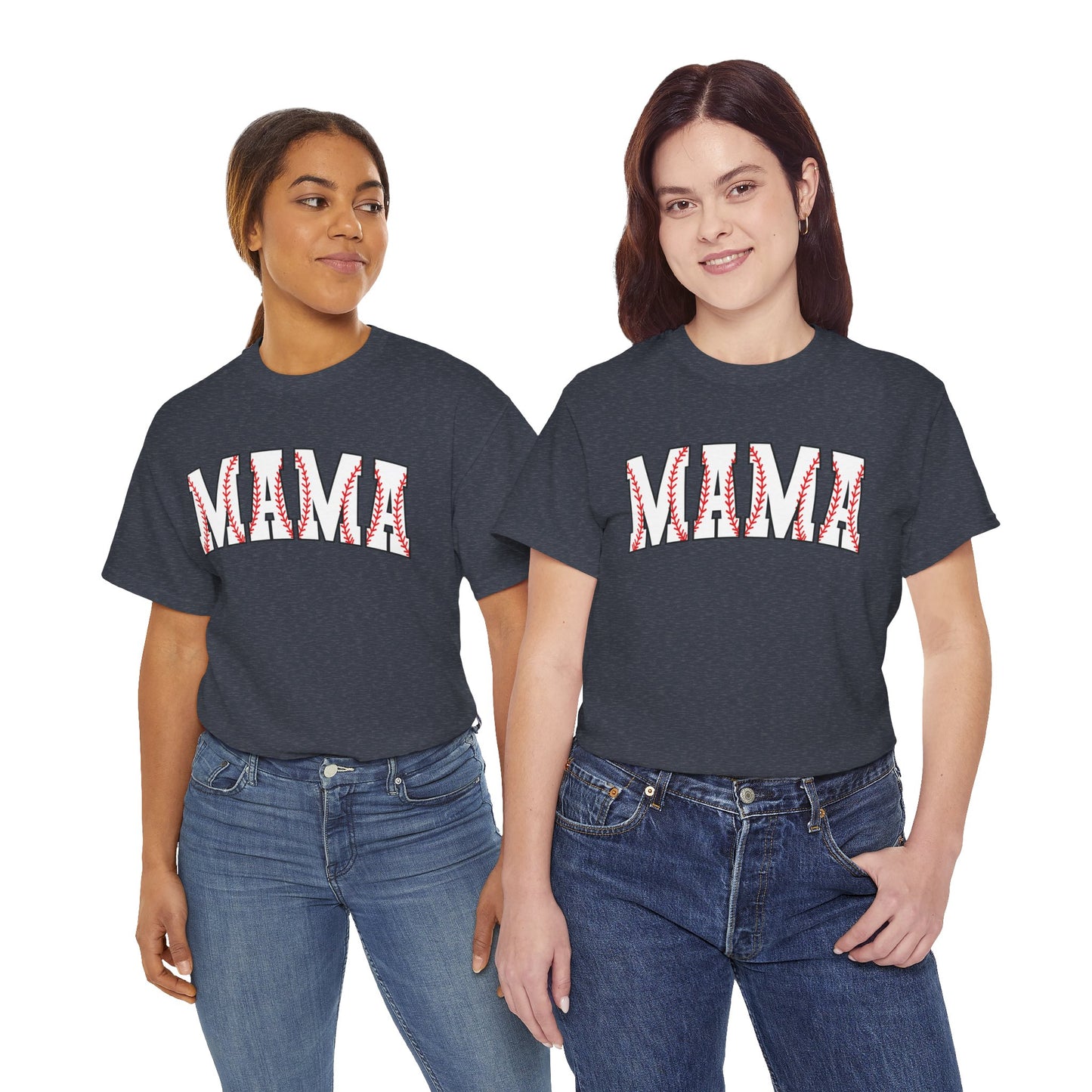 Baseball-Inspired Unisex Heavy Cotton Tee - 'MAMA' Design