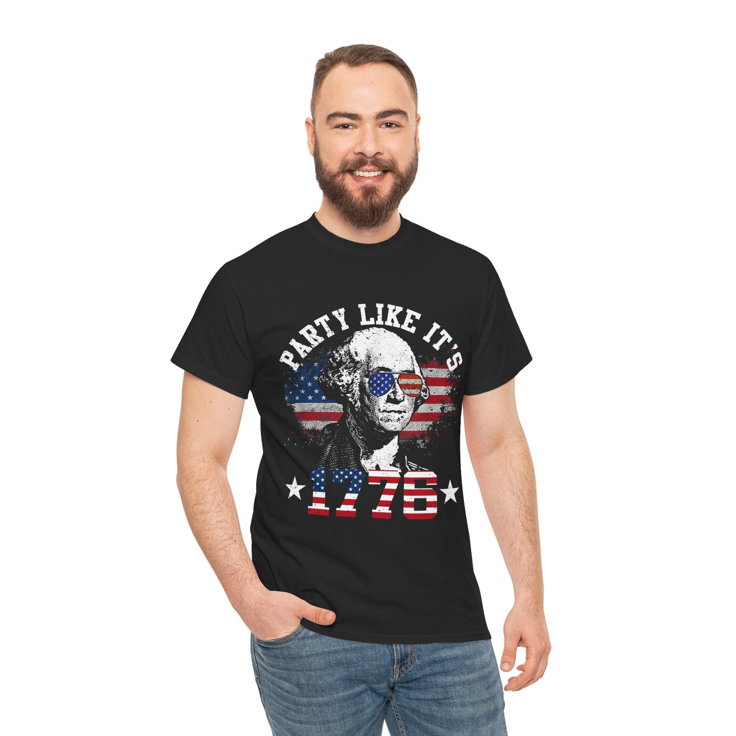Patriotic Party Tee | Unisex Heavy Cotton Shirt, Independence Day Apparel, 4th of July T-Shirt, American Pride Shirt, Celebratory Clothing