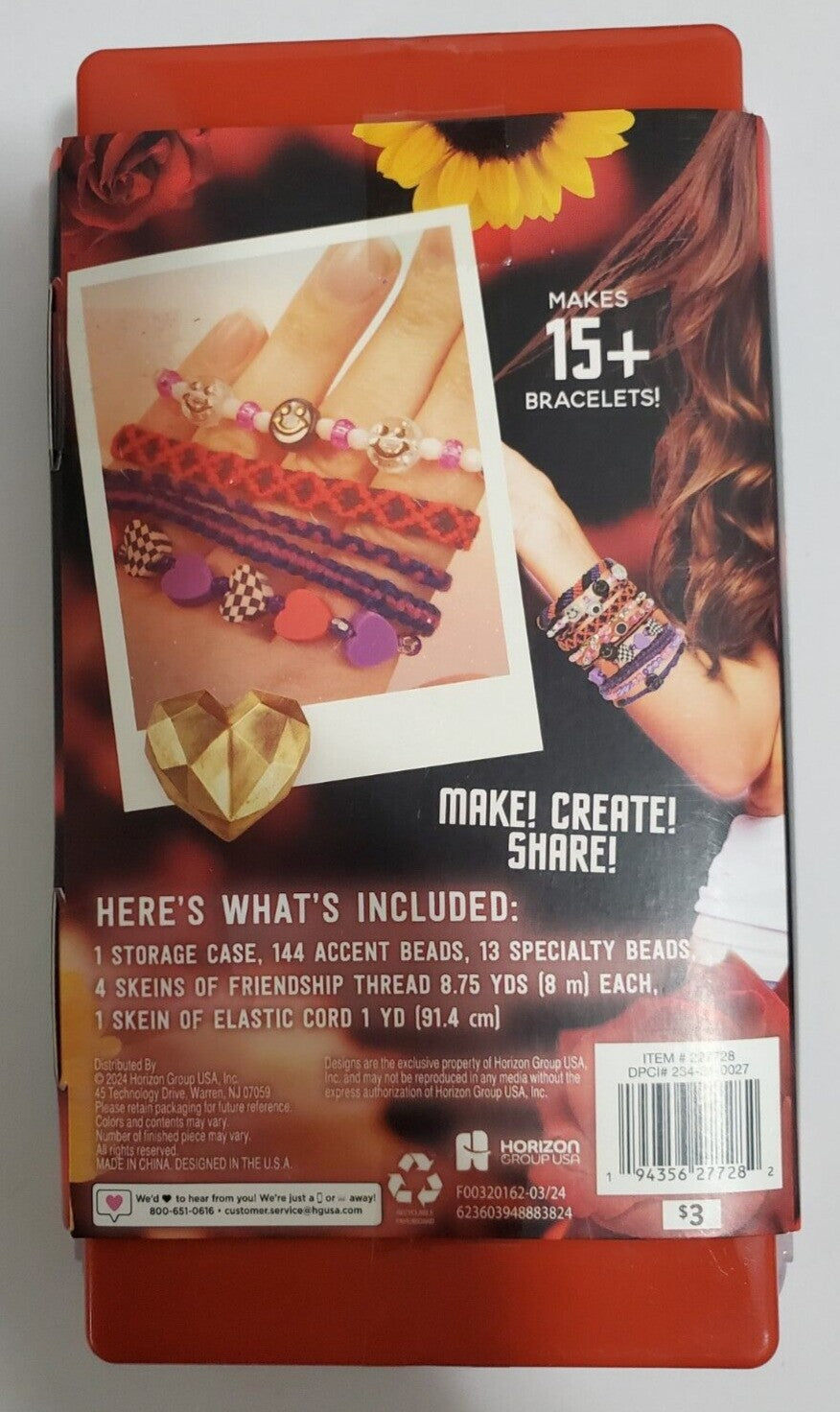 DIY Friendship Bracelet Kit - Beads - Makes 15+ Bracelets - Make, Create & Share