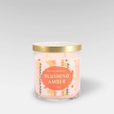 2-Wick Clear Glass Blushing Amber Lidded Jar Candle 15.1oz - Opalhouse™