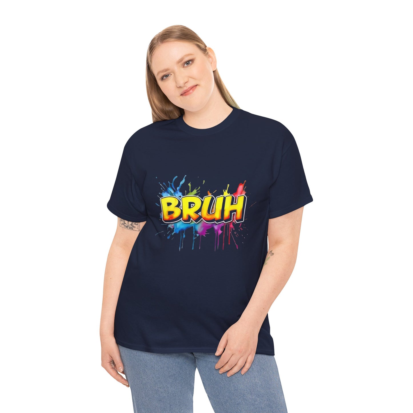Colorful 'BRUH' Unisex Heavy Cotton Tee - Fun & Playful Fashion Statement