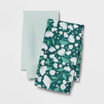 2pk Body Pillow Cover Dark Green Floral/Mint Green - Room Essentials™