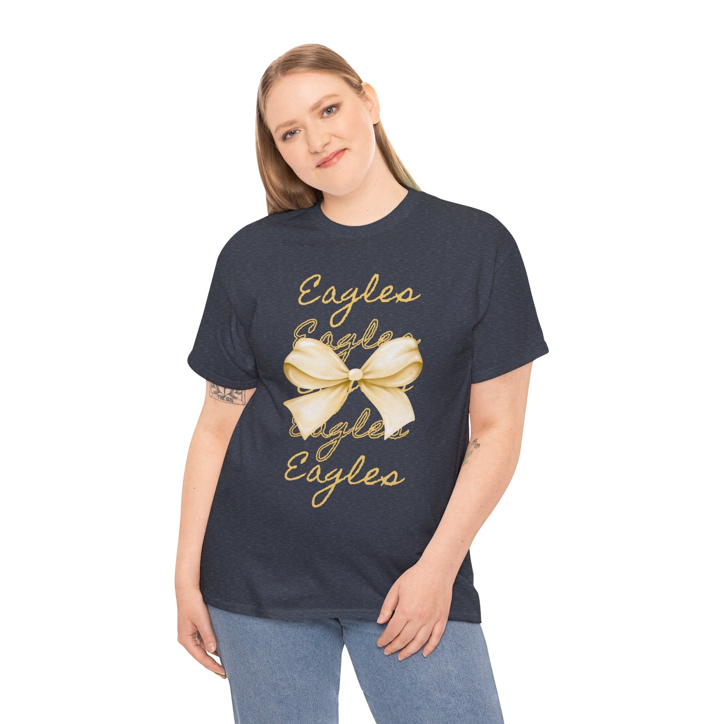 Eagles Themed Unisex Heavy Cotton Tee with Bow Design
