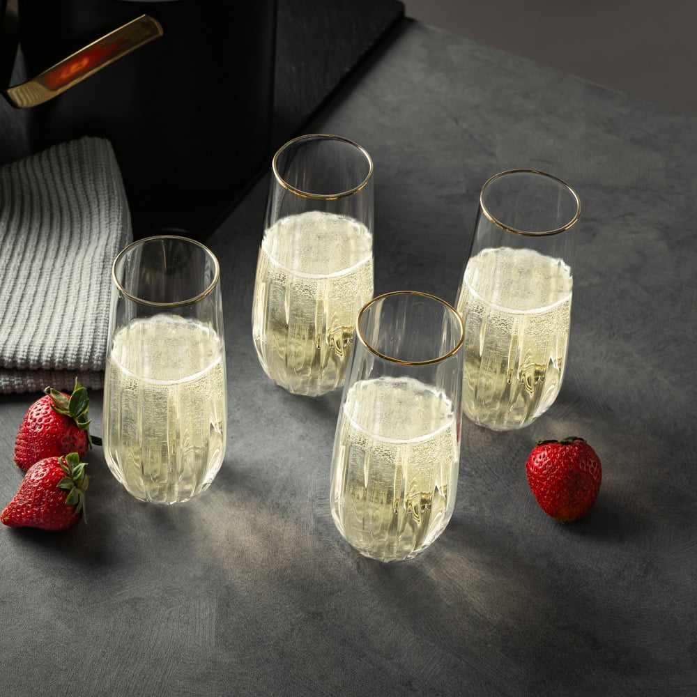 Thyme & Table 4-Piece Scalloped Stemless Flute Glass Set