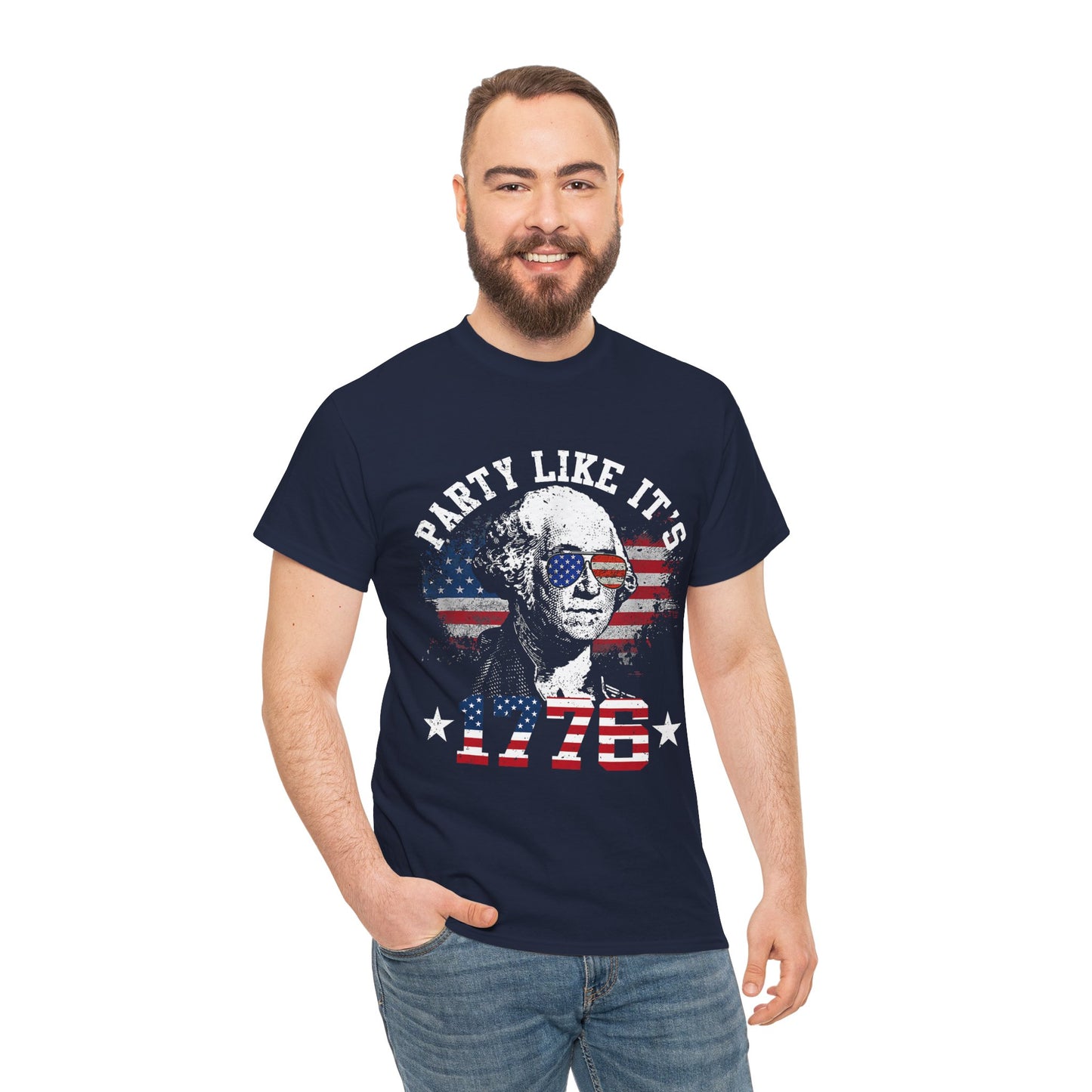 Patriotic Party Tee | Unisex Heavy Cotton Shirt, Independence Day Apparel, 4th of July T-Shirt, American Pride Shirt, Celebratory Clothing