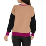 Express Women's Relaxed Sweater Tan/Black/Fuchsia Size Small - XL