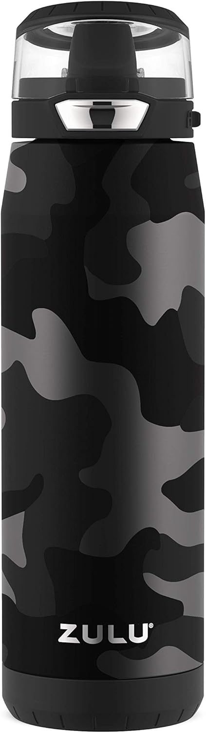 ZULU Swift Stainless Steel Vacuum Insulated Water Bottle with Silicone Straw, 20oz (Camo)