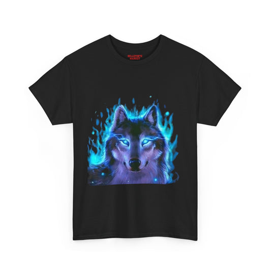 Mystical Wolf Unisex Heavy Cotton Tee – Stylish Graphic Tee for Animal Lovers