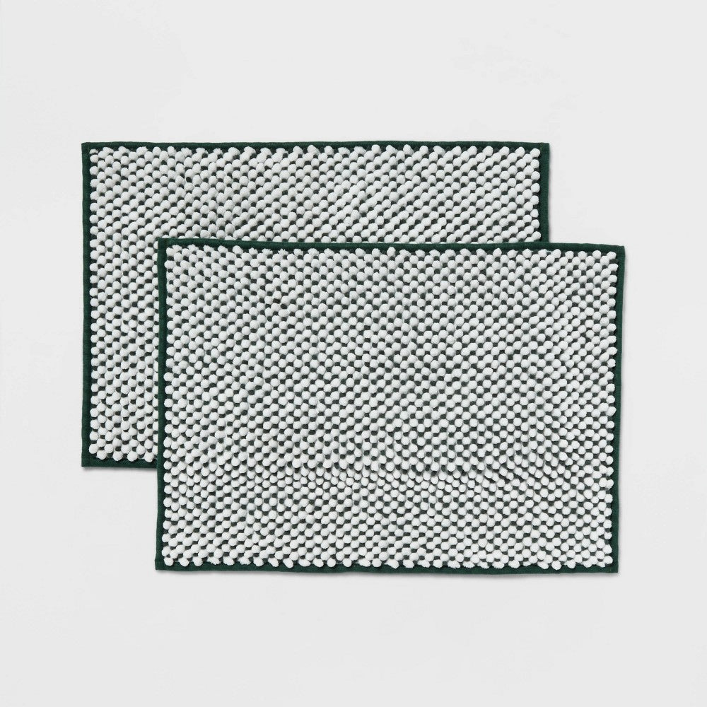 2pk 17"x24" Rug Set Dark Green - Room Essentials: Abstract Tufted Polyester, Machine Washable