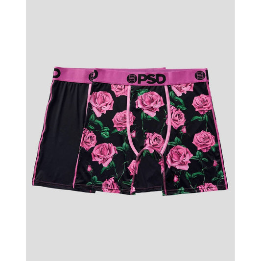 PSD Men's Rose Floral Print Boxer Briefs 2pk - Pink/Green/Black M