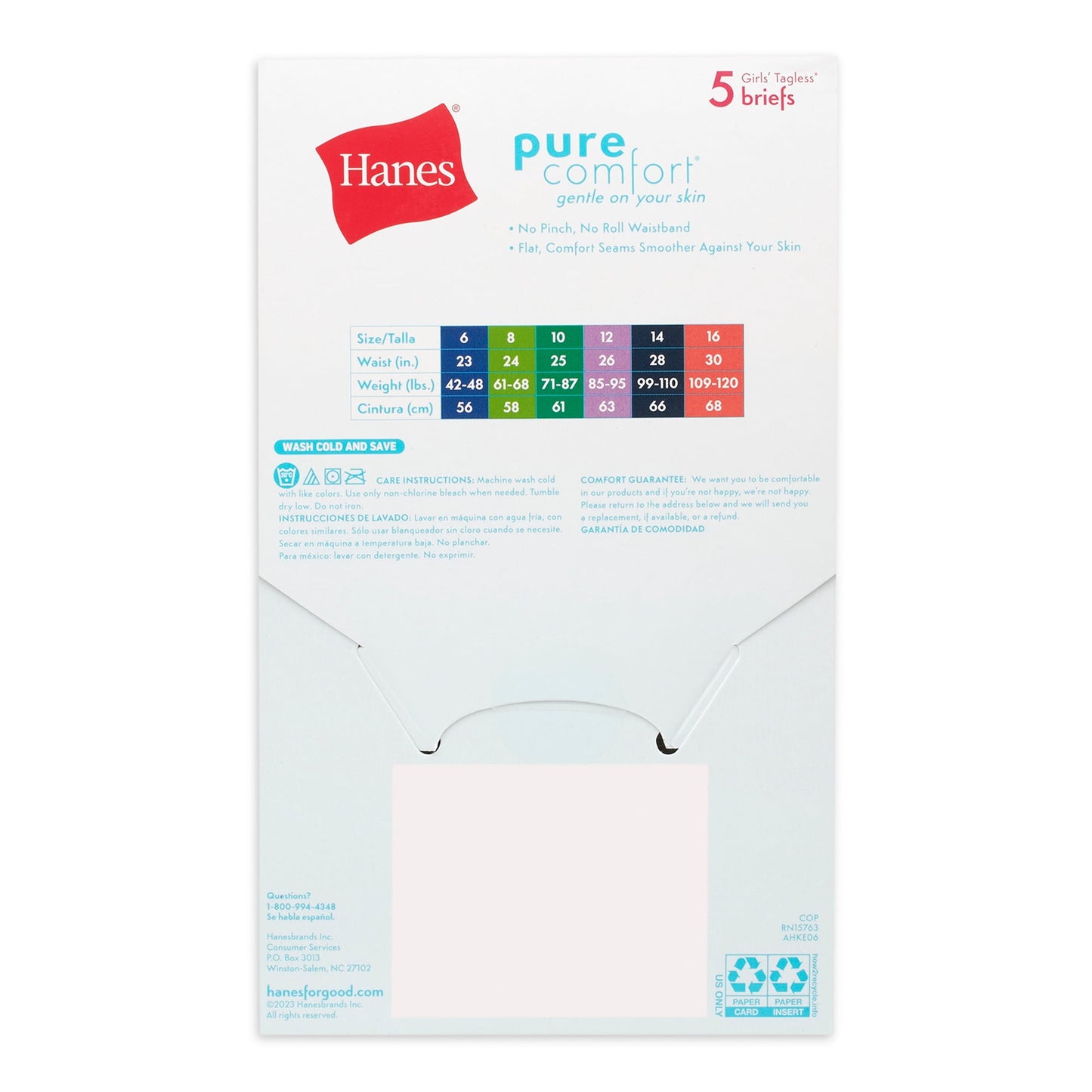 Hanes Girls' Pure Comfort Microfiber Brief, 5 Pack - Size 12