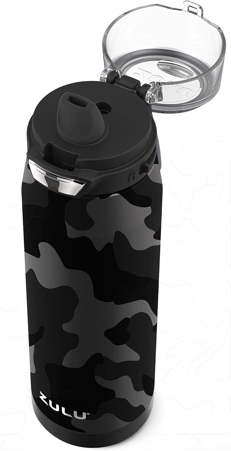 ZULU Swift Stainless Steel Vacuum Insulated Water Bottle with Silicone Straw, 20oz (Camo)