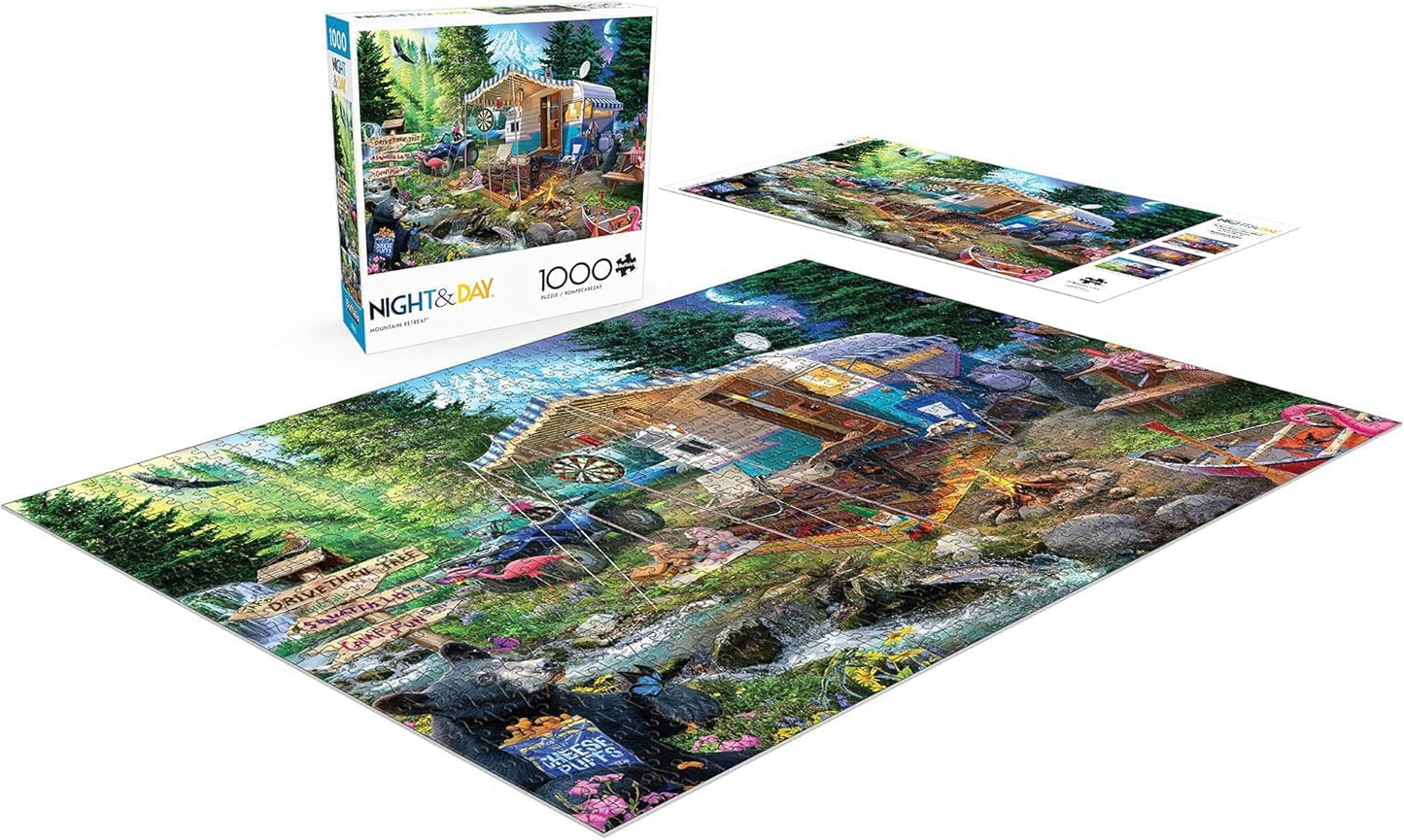 Buffalo Games 1000-Piece Night & Day Mountain Retreat Jigsaw Puzzle