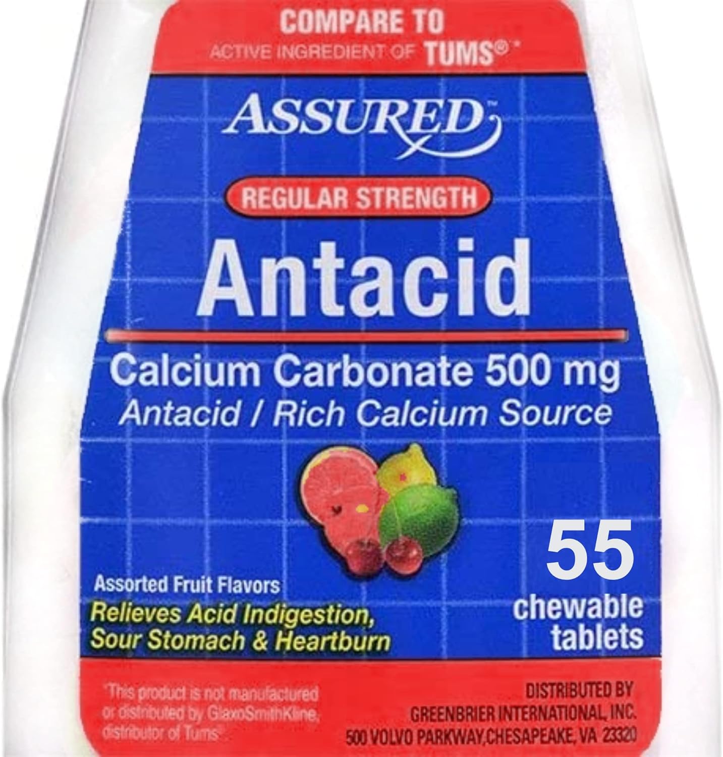 Anti-Acid with Calcium, Regular, 55 Chewable Tablets