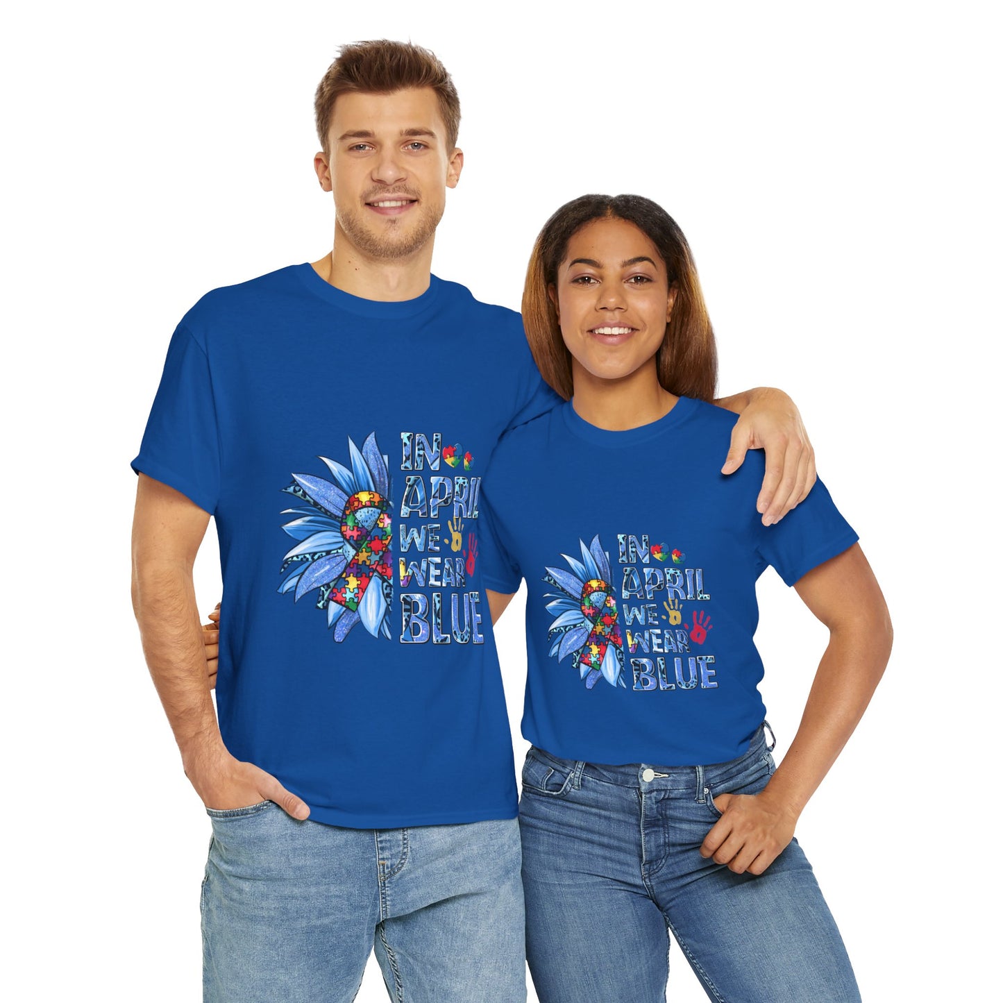 April Awareness Unisex Heavy Cotton Tee - We Wear Blue Design