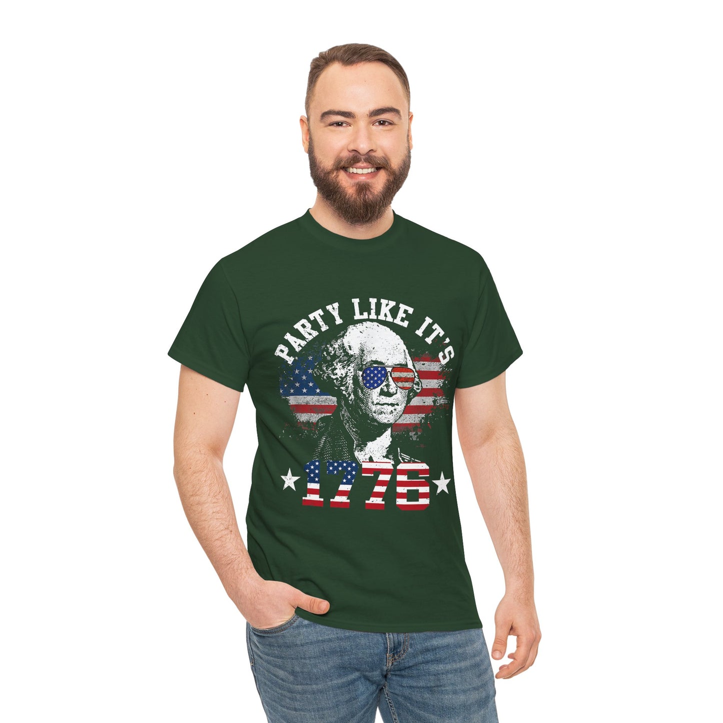 Patriotic Party Tee | Unisex Heavy Cotton Shirt, Independence Day Apparel, 4th of July T-Shirt, American Pride Shirt, Celebratory Clothing