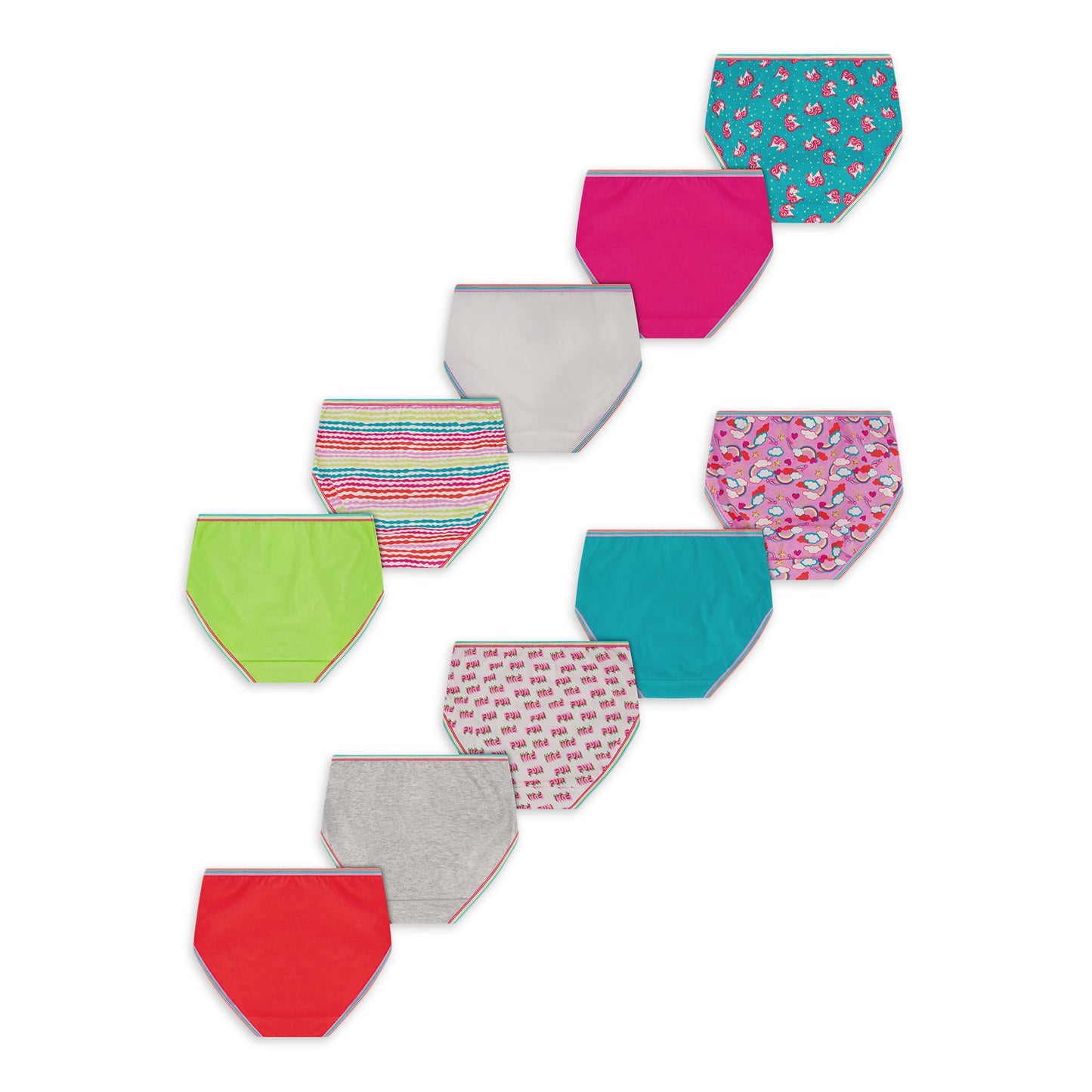 Wonder Nation Girls Cotton Brief Underwear, 10-Pack, Size 12