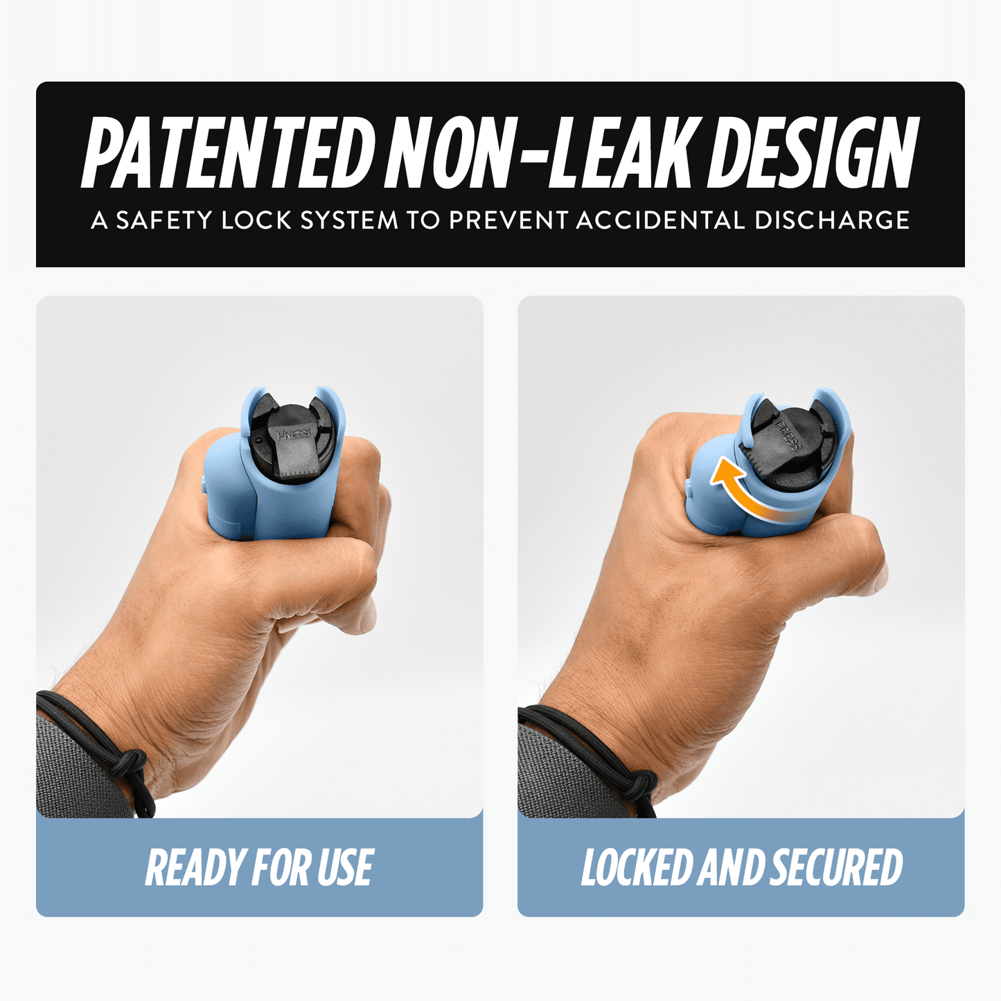 Pepper Spray With Laser Sight, Finger Grip & Safety Lock, 16ft Range, Airy Blue Assist Pepper Spray Keychain, Self-Defense By Guard Dog Security