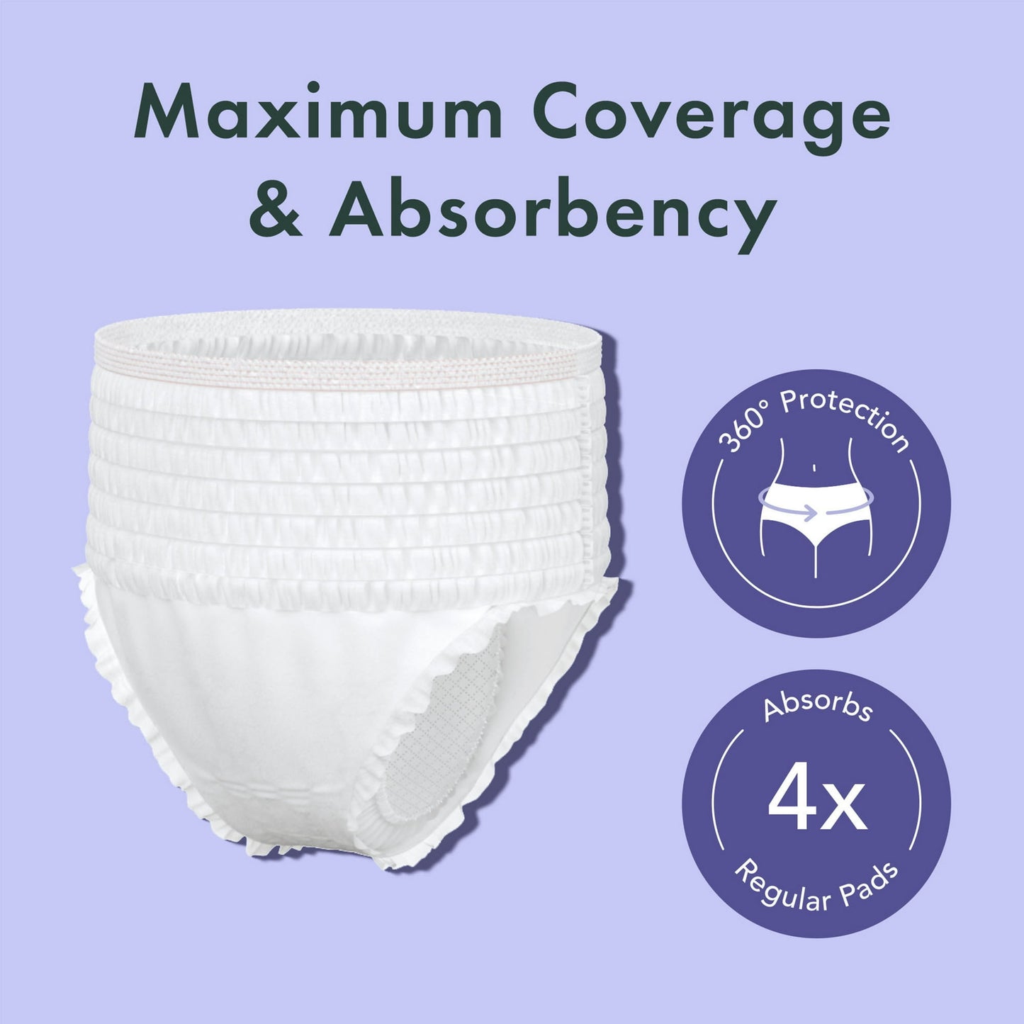Rael Organic Cotton Disposable Period Underwear, for Heavy Flows, Size L/XL, 5 Count