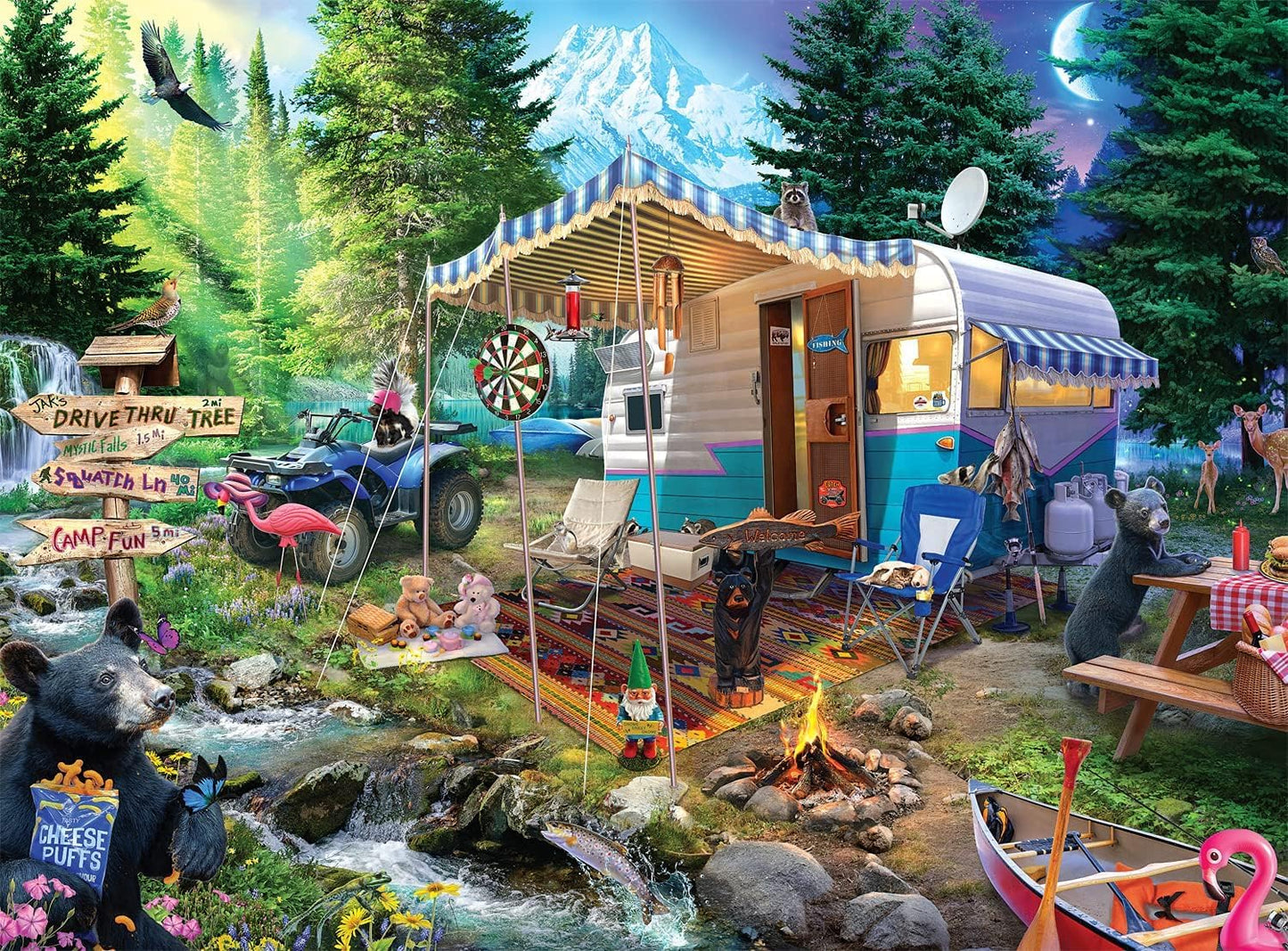 Buffalo Games 1000-Piece Night & Day Mountain Retreat Jigsaw Puzzle