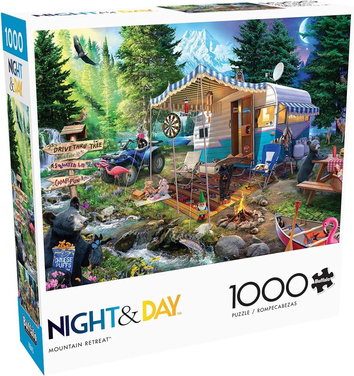 Buffalo Games 1000-Piece Night & Day Mountain Retreat Jigsaw Puzzle