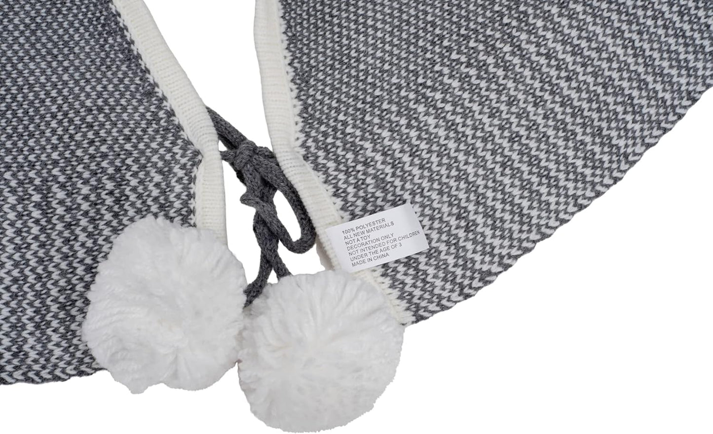 Transpac Large Snowflake with Pompoms White Grey 49 Inch Diameter Fabric Christmas Tree Skirt