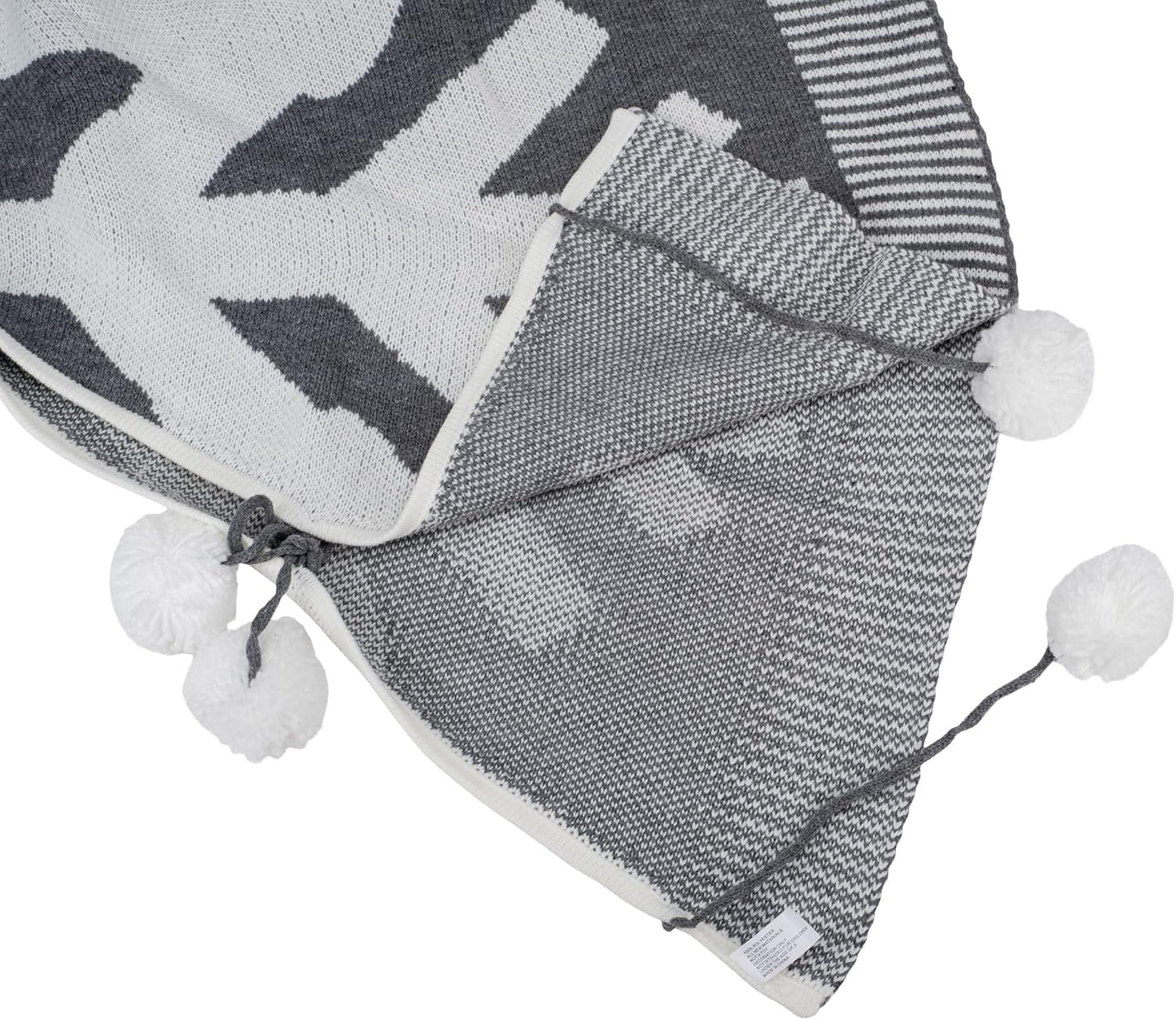 Transpac Large Snowflake with Pompoms White Grey 49 Inch Diameter Fabric Christmas Tree Skirt