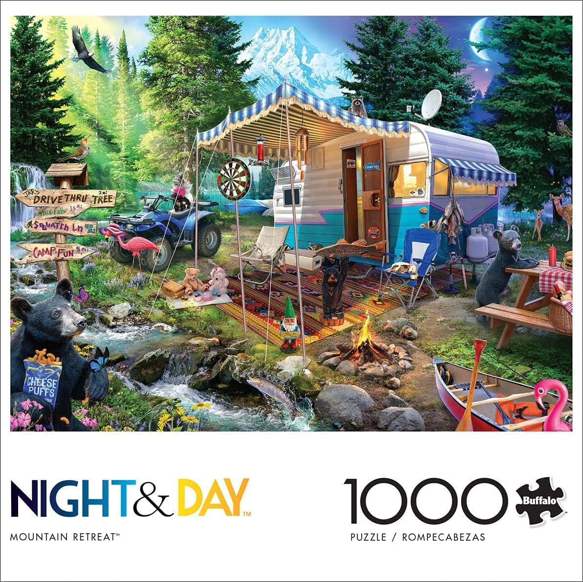 Buffalo Games 1000-Piece Night & Day Mountain Retreat Jigsaw Puzzle
