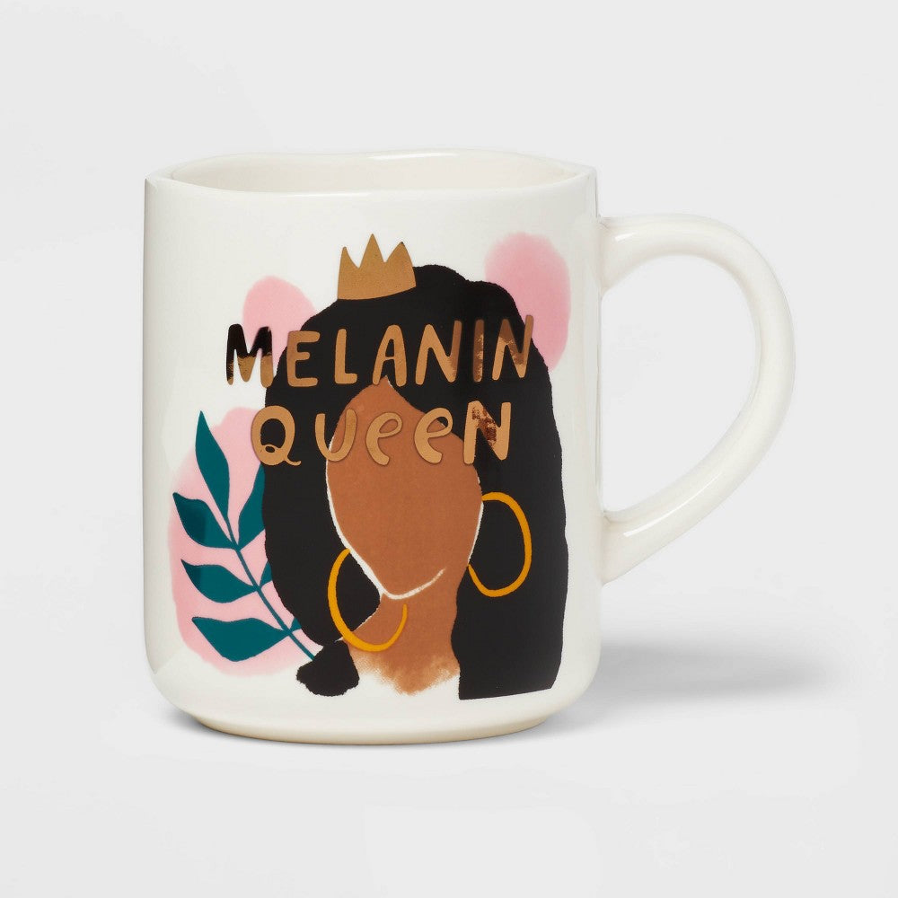 16oz Stoneware Melanin Queen Mug White - Opalhouse