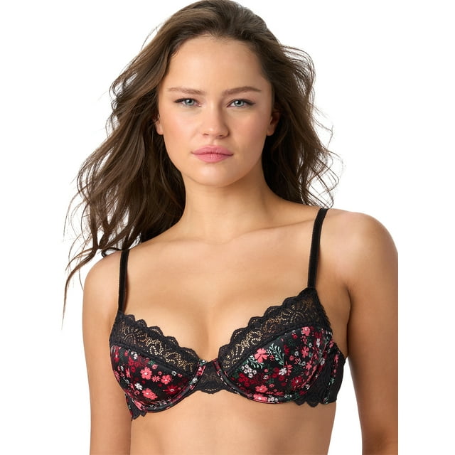 Adored by Adore Me Stretch Satin and Lace Lightly Padded Lizzie T-Shirt Bra, Sizes 36B-40DD
