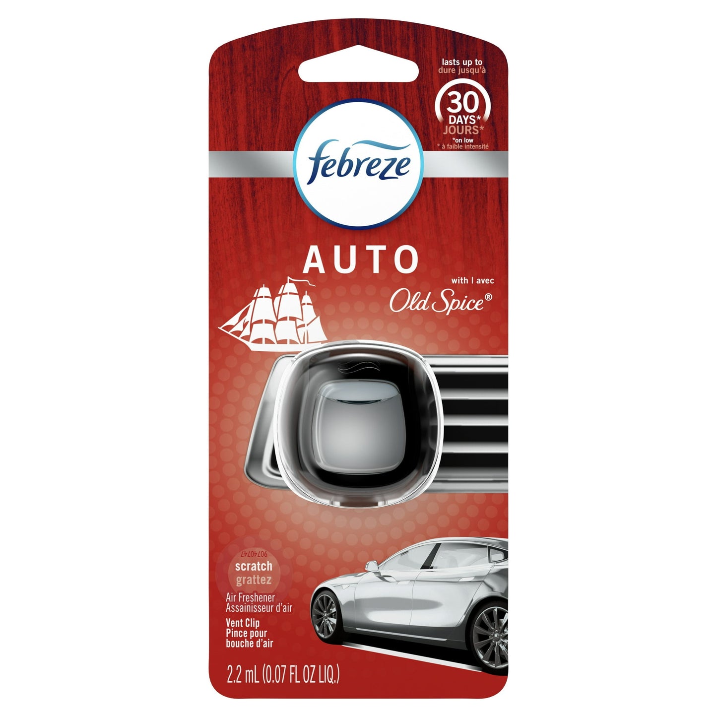 Febreze Car Odor-Fighting Air Freshener Vent Clip, Original Old Spice Scent, 1 Count