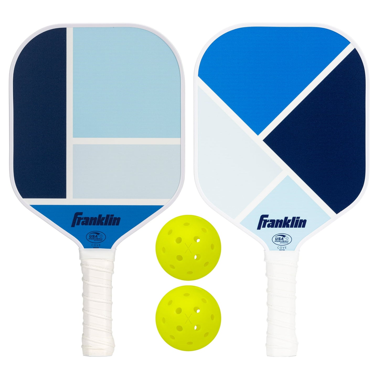 Franklin Sports 2-Player Pickleball Paddle Set - (2) Fiberglass Paddles + (2) X-40 Outdoor Pickleballs - USAPA Approved - Blue