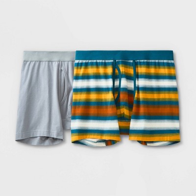 Men's Striped Boxer Briefs 2pk - Teal S (28/30) - Goodfellow & Co™