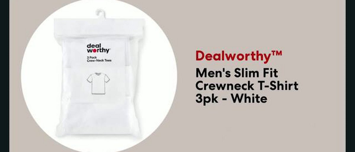 Men's Crewneck T-Shirt 3pk - Dealworthy™ White - XL