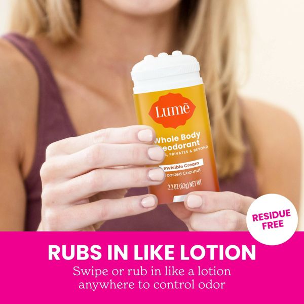 Lume Whole Body Women's Invisible Cream Stick Deodorant Toasted Coconut Scent - Aluminum-Free 2.2oz