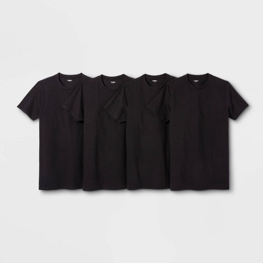 Men's Short Sleeve 4pk Crewneck T-Shirt - Goodfellow & Co™ - Color: Black Size: XXL(50/52)
