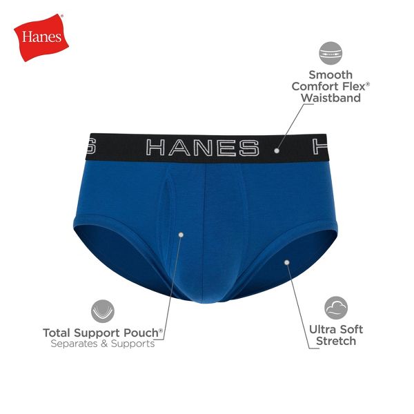Hanes Premium Men's 3pk Comfort Flex Fit Total Support Pouch Briefs - Gray/Blue/Black, Size L