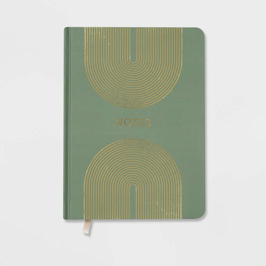 College Ruled Journal 7.75"x5.5" Modern Green - Threshold™: Multicolor Hard Cover, 240 Pages, Acid-Free, Rounded Corners