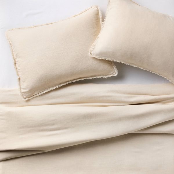 Heavyweight Linen Blend Comforter & Sham Set - Color Natural - SizeKing/California King - Casaluna™